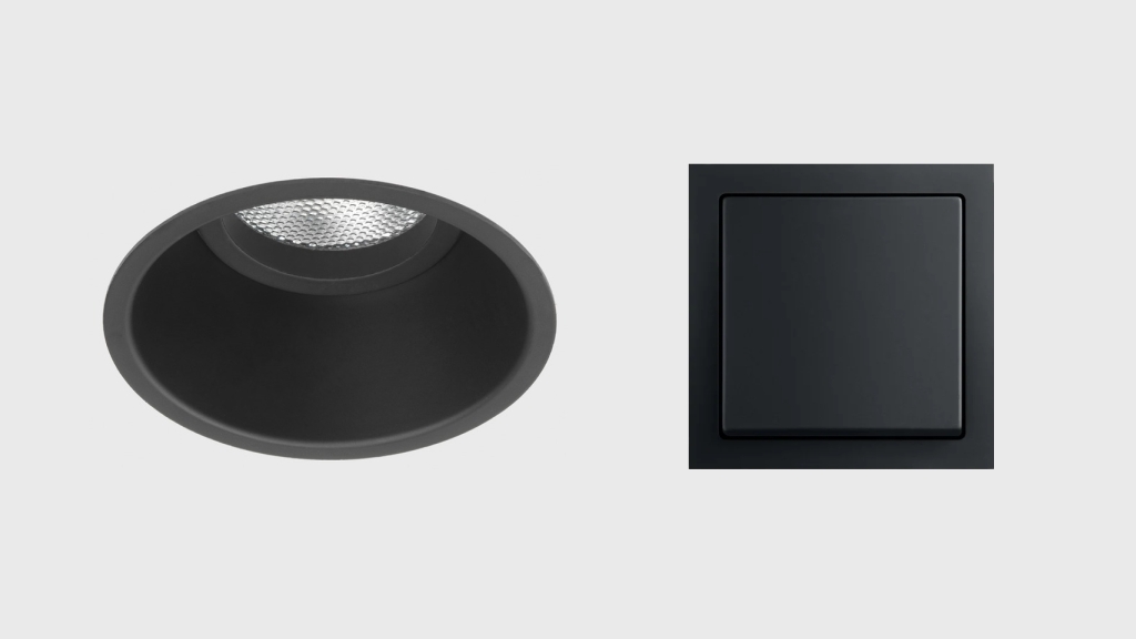 Black round LED, switch